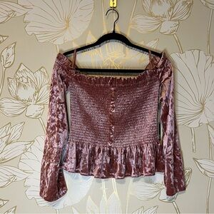 Greysn Rose Crush Velvet Off Shoulder Top - Large - Anthropologie